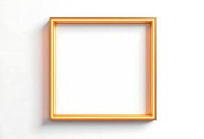Isolated Gold Square Frame on White Background for Product Display photo