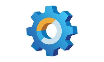 Blue gear with integrated pie chart data visualization vector