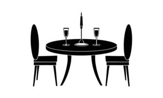 Romantic dinner table setting for two with candles vector