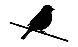 Silhouette bird perched on branch simple design vector