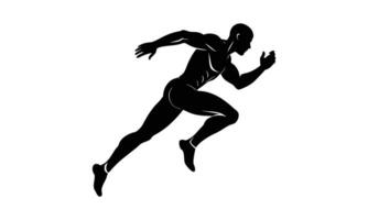 Powerful silhouette of a sprinter in motion vector