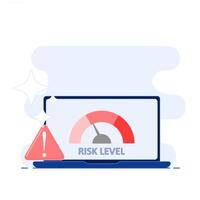 Illustration of a laptop with a Risk Level diagram on a Scale. Risk Level Concept. vector