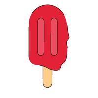 Pink ice cream on a stick with an open outline on a white background. Street Food icon. vector