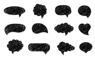 Speech bubbles set. Crayon, chalk, pencil doodle talk speech bubble frame. Comic speech bubbles for dialog, talk, and chat. vector