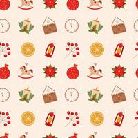 Seamless pattern with christmas and winter elements. Christmas seamless pattern. vector
