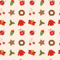 Pattern seamless with Christmas illustrations. Seamless pattern with christmas and winter elements. vector