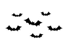 Set group of flying bat silhouette isolated on white background vector