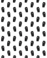 Seamless pattern of doodle sketch coffin isolated on white background vector