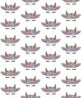 Seamless pattern of hand drawn doodle sketch cow face head isolated on white vector
