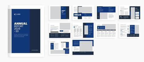 Blue color Annual report brochure design template vector