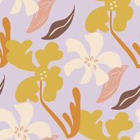 Hand drawn whimsical floral pattern, bold abstract flower seamless design for fabric, digital paper vector