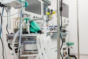 Advanced Medical Equipment Arranged in a Healthcare Setting During a Clinical Procedure photo