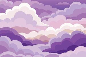 Layers of fluffy clouds in shades of lavender and pearl vector