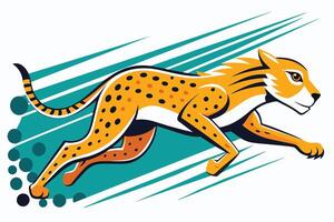 cheetah sprints across the track in this speedy illustration perfect for any track and field fan. With fluid motion and striking details, cheetah design competitive running vector