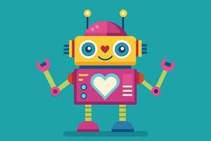Cute robot with heart illustration vector