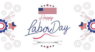 Celebrate Labor Day with a cheerful banner featuring stars, stripes, and a red, white, and blue color scheme. Ideal for digital promotions vector