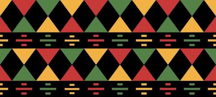 Geometric African aesthetic seamless pattern illustration. Colorful repeated ornament for background, textile, fabric, banner. Design for celebrating Juneteenth and Black History month. vector