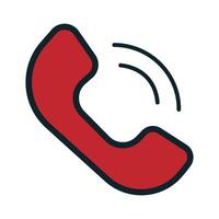 Red telephone handset with sound waves in design vector