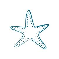 Starfish silhouette doodle. Flat marine creature design. Undersea context, ocean graphic style, ideal for summer projects. vector