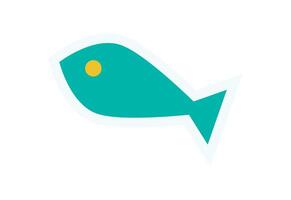 Bold abstract fish element sticker. Playful geometric shape with minimal design. Modern brutalist element, y2k style, ideal for decoration, branding, or contemporary graphic applications. vector