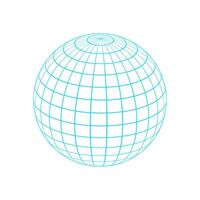 Cyberpunk 3d grid pattern ball, futuristic trendy grid pattern element icon, cyber tech geometric mesh shape graphic, brutal art geometry wire frame figure symbol, 90s retro neon net form object. vector