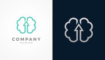 Brain Logo, Brain with Arrow Up combination with two style color, usable for brand and company logos vector