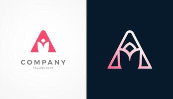 Initial A Flower Logo, Abstract Letter A with Flower icon combination in two style and color variation, usable for brand and company logos vector