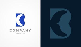 Initial Letter B Whale Logo, Abstract Letter B with whale tail icon combination in two color variation, usable for brand and company logos vector