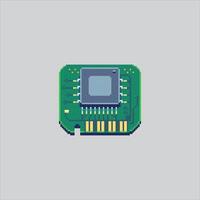Pixel art illustration Computer Chip. Pixelated chip processor. computer chip processor Icon pixelated for the pixel art game and icon for website and game. old school retro. vector