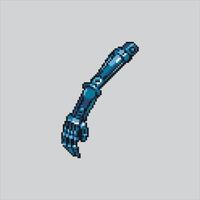 Pixel art illustration Metal Arm. Pixelated Futuristic Arm. Futuristic Robotic Metal Arm Icon pixelated for the pixel art game and icon for website and game. old school retro. vector
