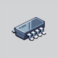 Pixel art computer chip processor icon Illustration for game design vector