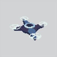 Pixel art Quadcopter Flying Drone icon Illustration for game design vector