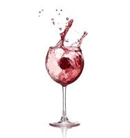 Red wine splash isolated on white background photo