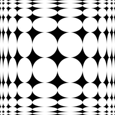Square divided into an outgoing grid along the golden ratio, with inscribed circles. An optical illusion. lens effect pattern. Op art black and white style. Abstract distortion background