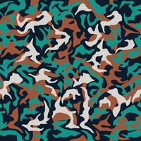 Green classical camouflage pattern. Army khaki clothing style background. Forest masking military camo. Seamless texture vector
