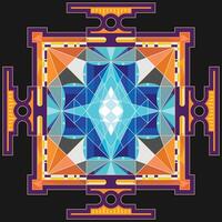 Sri abstractly yantra. Symbol of Hindu tantra formed by interlocking triangles that radiate out from the central point. Sacred geometry. Mystical diagram vector