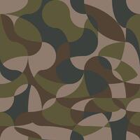 Curve continuous line overlap camouflage wallpaper. Wavy seamless dark khaki green army camo pattern. Liquid texture design vector