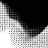 Monochrome abstract waves halftone pattern. Curved dots line gradient texture. Cover square black and white digital mountain background with empty space vector