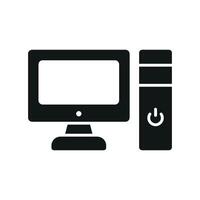 Desktop computer icon for office tools work apps and virtual meeting platforms vector