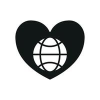 Heart globe icon perfect for global support graphics kindness visuals and charity events vector