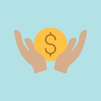 Bold dollar in hand icon for service pricing tools financial tools and payment options vector