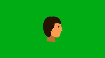 Animated of a person speaking, shown in profile view, with a green background and sound waves indicating voice or communication. video