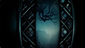 Creepy Reflection of a Scary Tree in the Fog, Looped Cinematic Background, Figures video