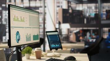 High end office workspace with advanced technology to enhance efficiency, helping business professionals focus on financial strategies. Global enterprise success objectives. photo