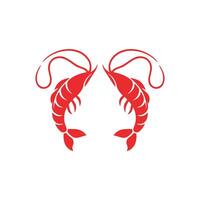 Shrimp Flat Logo Design vector