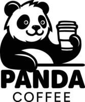 Panda coffee logo with a panda holding a cup vector