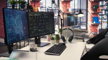 Sleek desktop workspace displays active code windows for artificial intelligence and data science. It captures the essence of innovation and development in network driven machine learning. photo