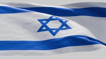 Israel National Flag Waving in the Wind, Realistic 3D Animation, seamless loop video