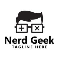 Nerd Geek Logo with Glasses and Mathematical Symbols vector