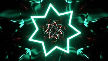 Turquoise and Red Fantastic Abstract Corridor with Neon Frames Background VJ Loop in 4K video